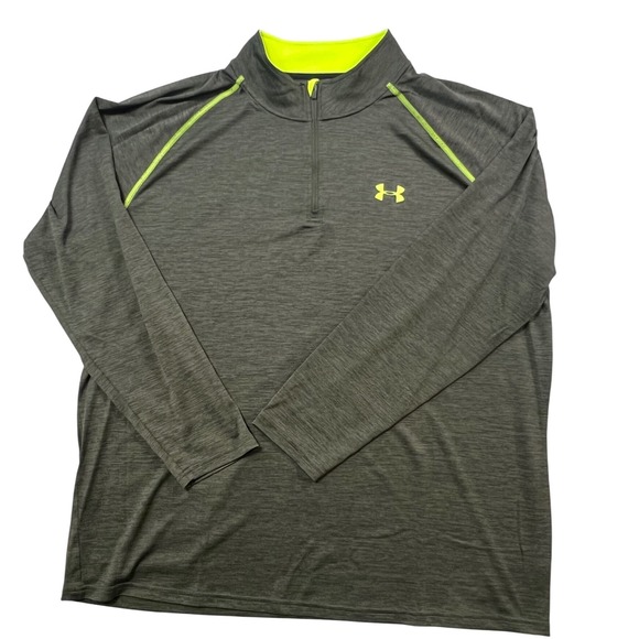 Under Armour Men's Gray HeatGear 1/4 Zip Long Sleeve Training Shirt 2XL J5 - Picture 2 of 6